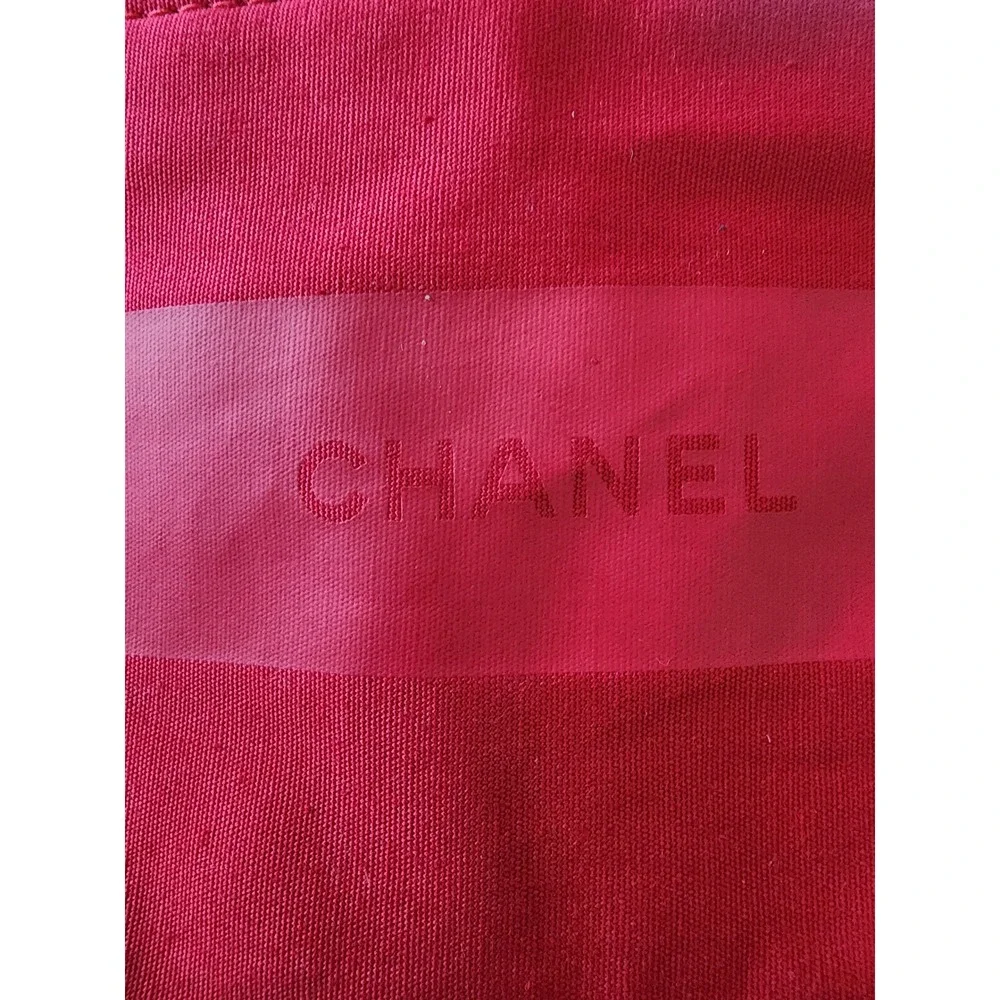 Chanel Rouge Allure Ink Red Cotton Canvas Makeup Pouch VIP Gift Bag 7 1/2× 5 NEW